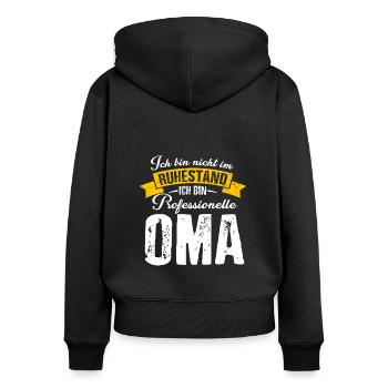 Professionelle Oma Ruhestand Rente Geschenk Großmu - Frauen Premium Bio Zip Hoodie - Schwarz - Hinten - Julia (174cm)