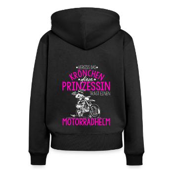 Vergiss das Krönchen Diese Prinzessin Trägt Motorr - Frauen Premium Bio Zip Hoodie - Schwarz - Hinten - Julia (174cm)
