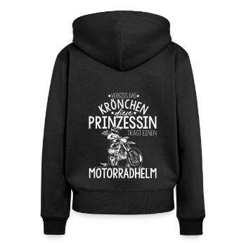 Vergiss das Krönchen Diese Prinzessin Trägt Motorr - Frauen Premium Bio Zip Hoodie - Schwarz - Hinten - Julia (174cm)