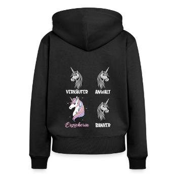 Erzieherin Kita Kiga Kindergarten Tagesmutter Supe - Frauen Premium Bio Zip Hoodie - Schwarz - Hinten - Julia (174cm)