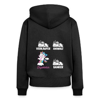 Erzieherin Kita Kiga Kindergarten Tagesmutter Erzi - Frauen Premium Bio Zip Hoodie - Schwarz - Hinten - Julia (174cm)
