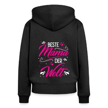 Mutter Muttertag Spruch Lieblingsmama Liebe zur Ma - Frauen Premium Bio Zip Hoodie - Schwarz - Hinten - Julia (174cm)