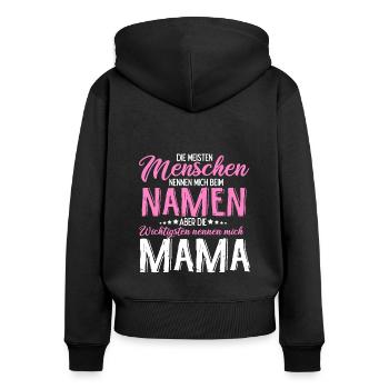 Meisten Menschen nennen mich beim Namen wichtigste - Frauen Premium Bio Zip Hoodie - Schwarz - Hinten - Julia (174cm)