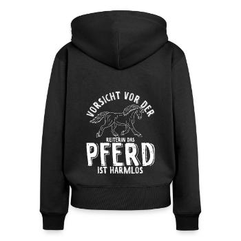 Pferd Pferdesport Spruch Pferdegeruch Geschenk Pfe - Frauen Premium Bio Zip Hoodie - Schwarz - Hinten - Julia (174cm)