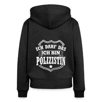 Polizei Polizeibeamtin Geschenk Verbeamtung Beamti - Frauen Premium Bio Zip Hoodie - Schwarz - Hinten - Julia (174cm)