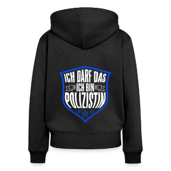 Polizei Polizeibeamtin Geschenk Verbeamtung Polizi - Frauen Premium Bio Zip Hoodie - Schwarz - Hinten - Julia (174cm)