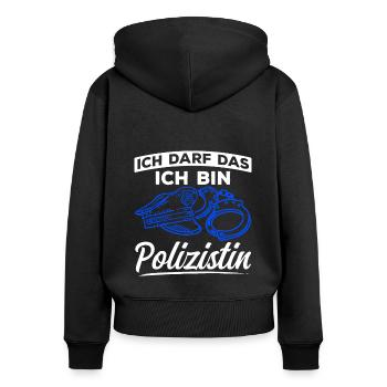 Polizei Polizeibeamtin Geschenk Verbeamtung Beamti - Frauen Premium Bio Zip Hoodie - Schwarz - Hinten - Julia (174cm)