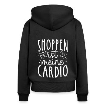 Shoppen Ist Mein Cardio! Shopper Spruch Bummeln Sh - Frauen Premium Bio Zip Hoodie - Schwarz - Hinten - Julia (174cm)