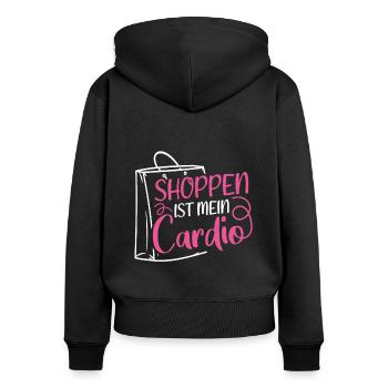 Shoppen Ist Mein Cardio! Shopper Spruch Bummeln Sh - Frauen Premium Bio Zip Hoodie - Schwarz - Hinten - Julia (174cm)