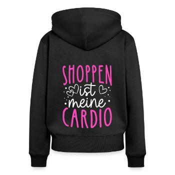 Shoppen Cardio Einkaufen Shopping Süchtig Shopping - Frauen Premium Bio Zip Hoodie - Schwarz - Hinten - Julia (174cm)