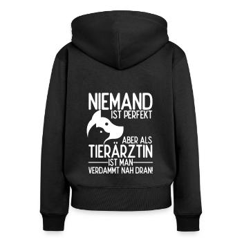 Tierärztin Bester Job Tiere Tierliebhaber Spruch T - Frauen Premium Bio Zip Hoodie - Schwarz - Hinten - Julia (174cm)