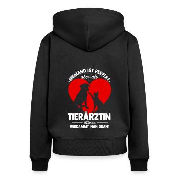 Tierärztin Bester Job Tiere Tierliebhaber Geschenk - Frauen Premium Bio Zip Hoodie - Schwarz - Hinten - Julia (174cm)