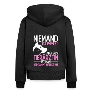 Tierärztin Bester Job Tiere Tierliebhaber Geschenk - Frauen Premium Bio Zip Hoodie - Schwarz - Hinten - Julia (174cm)