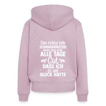 Schwiegermutter Mama Heldin Ehefrau Spruch Mutter - Frauen Premium Bio Zip Hoodie - Altrosa - Hinten - Julia (174cm)