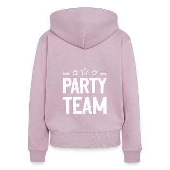 Équipe de fête - Sweat à capuche zippé Premium bio Femme - rose poudré - Dos - Julia (174cm)