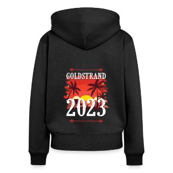 Sables d’Or 2023 - Sweat à capuche zippé Premium bio Femme - noir - Dos - Julia (174cm)