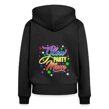 Glow Party Mom Happy Birthday Mom Outfit Designate - Frauen Premium Bio Zip Hoodie - Schwarz - Hinten - Julia (174cm)