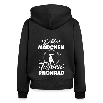 Echte Mädchen Turnen Rhönrad Gymnsatik Sport Turnf - Frauen Premium Bio Zip Hoodie - Schwarz - Hinten - Julia (174cm)