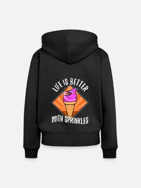 Life Is Better With Sprinkles - Frauen Premium Bio Zip Hoodie - Schwarz