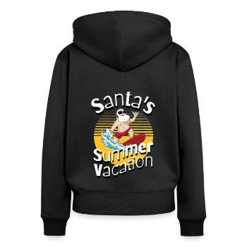 Santa's Summer Vacation Surfing Weihnachtsmann - Frauen Premium Bio Zip Hoodie - Schwarz - Hinten - Julia (174cm)