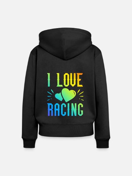 Ich liebe Rennen - Frauen Premium Bio Zip Hoodie - Schwarz