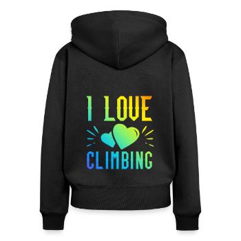 Ich liebe Klettern - Frauen Premium Bio Zip Hoodie - Schwarz - Hinten - Julia (174cm)