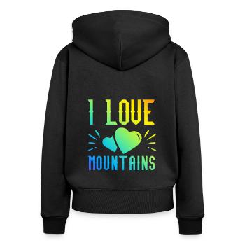 J’aime les montagnes - Sweat à capuche zippé Premium bio Femme - noir - Dos - Julia (174cm)