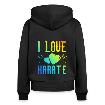 I love karate - Women's Premium Organic Zip Hoodie - black - Back - Julia (174cm)