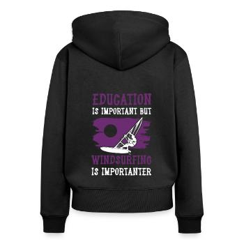 Éducation Planche à voile - Sweat à capuche zippé Premium bio Femme - noir - Dos - Julia (174cm)