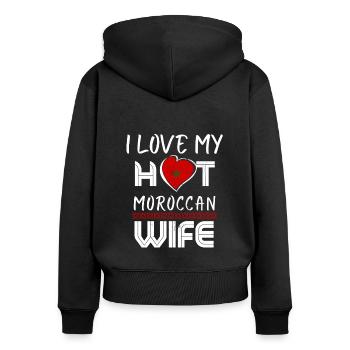 C’est drôle que j’aime mon mari marocain chaud - Sweat à capuche zippé Premium bio Femme - noir - Dos - Julia (174cm)