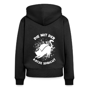 Katze Kätzchen Kater Fellnase Katzenfan Katzenbesi - Frauen Premium Bio Zip Hoodie - Schwarz - Hinten - Julia (174cm)