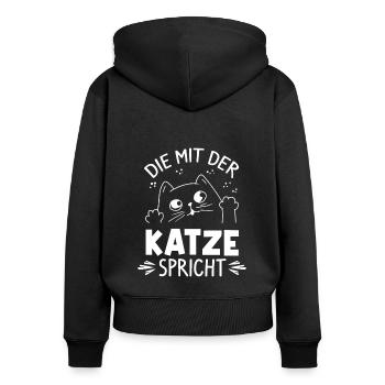 Katze Kätzchen Kater Fellnase Katzenfan Cat Katzen - Frauen Premium Bio Zip Hoodie - Schwarz - Hinten - Julia (174cm)