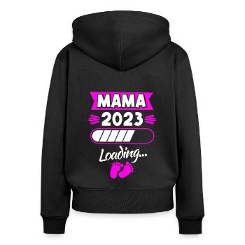Mom 2023 Loading Pregnancy Announcing Child B - Women's Premium Organic Zip Hoodie - black - Back - Julia (174cm)
