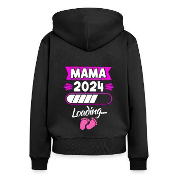 Mom 2024 Loading Pregnancy Announcing Child B - Women's Premium Organic Zip Hoodie - black - Back - Julia (174cm)