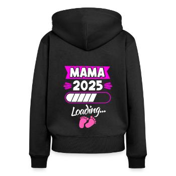Mom 2025 Loading Pregnancy Announcing Child B - Women's Premium Organic Zip Hoodie - black - Back - Julia (174cm)