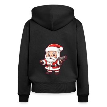 Weihnachtsmann Pistole Santa Weihnachten - Frauen Premium Bio Zip Hoodie - Schwarz - Hinten - Julia (174cm)
