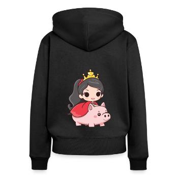 Princesse Cochon Conte de fées - Sweat à capuche zippé Premium bio Femme - noir - Dos - Julia (174cm)
