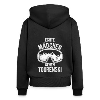 Echt Mädchen Gehe Tourenski Geschenk Skitour Tour - Frauen Premium Bio Zip Hoodie - Schwarz - Hinten - Julia (174cm)