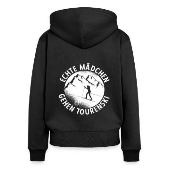 Echt Mädchen Gehe Tourenski Geschenk Skitour Tour - Frauen Premium Bio Zip Hoodie - Schwarz - Hinten - Julia (174cm)