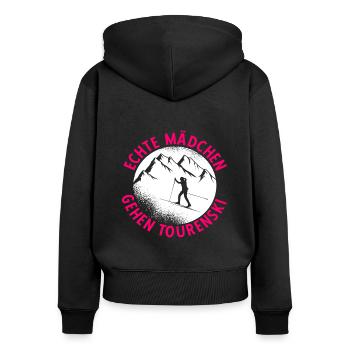 Echt Mädchen Gehe Tourenski Geschenk Skitour Tour - Frauen Premium Bio Zip Hoodie - Schwarz - Hinten - Julia (174cm)