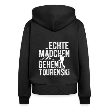 Echt Mädchen Gehe Tourenski Geschenk Skitour Tour - Frauen Premium Bio Zip Hoodie - Schwarz - Hinten - Julia (174cm)