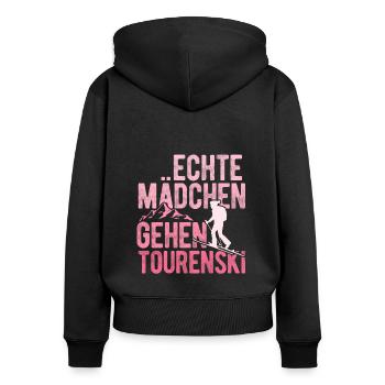 Tourenski Bergsteigen Wandern Geschenk Skitour Tou - Frauen Premium Bio Zip Hoodie - Schwarz - Hinten - Julia (174cm)