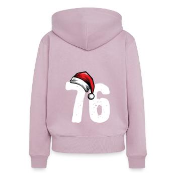 76 Zahl Weihnachten - Frauen Premium Bio Zip Hoodie - Altrosa - Hinten - Julia (174cm)