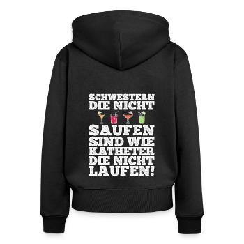 Krankenschwester Schwestern Saufen Bier Wein Spruc - Frauen Premium Bio Zip Hoodie - Schwarz - Hinten - Julia (174cm)