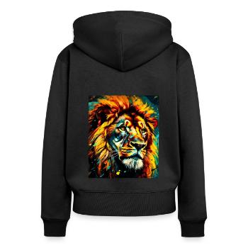 Lion Portrait - Sweat à capuche zippé Premium bio Femme - noir - Dos - Julia (174cm)