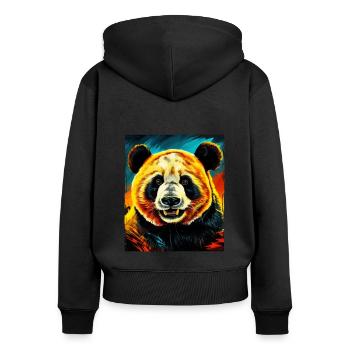 Panda Portrait - Sweat à capuche zippé Premium bio Femme - noir - Dos - Julia (174cm)
