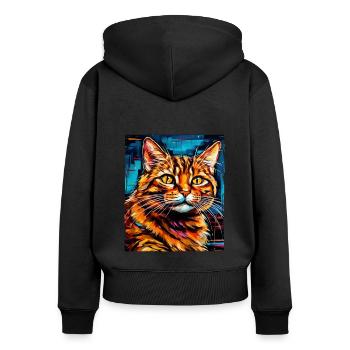 Cat Portrait - Women's Premium Organic Zip Hoodie - black - Back - Julia (174cm)
