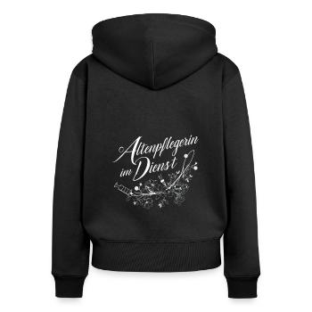 Altenpflegerin Im Dienst - Frauen Premium Bio Zip Hoodie - Schwarz - Hinten - Julia (174cm)