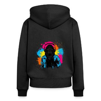 DJ Monkey Musique Party Fun Lunettes De Soleil Fun Dancing C - Sweat à capuche zippé Premium bio Femme - noir - Dos - Julia (174cm)