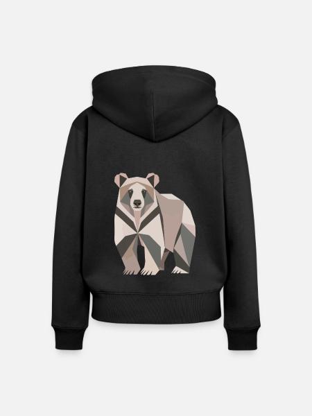 Bär Polygon - Frauen Premium Bio Zip Hoodie - Schwarz